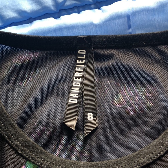 long sleeve seethrough top holographic roses, AU8 - Picture 3 of 3